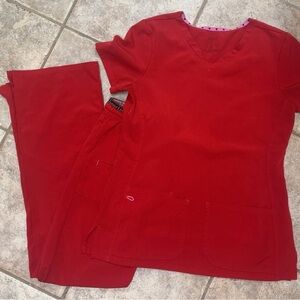 HeartSoul Bold Red Scrub Set